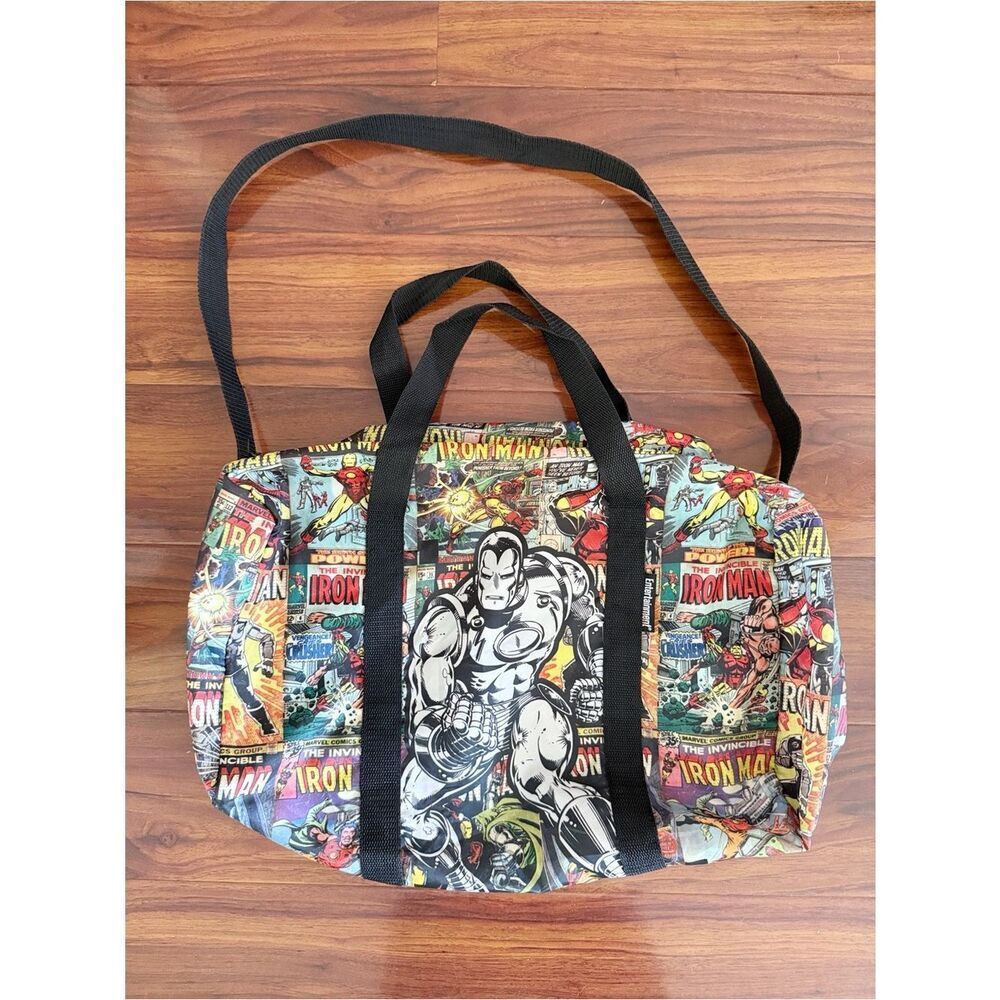 Entertainment Earth Marvel Iron Man Comic Book Print Duffle Bag Overnight Travel